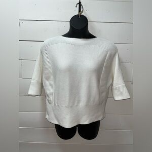 FRENCH CONNECTION – Navy Knit Top with Black Ribbon Ties – Estimated Size XL/XXL